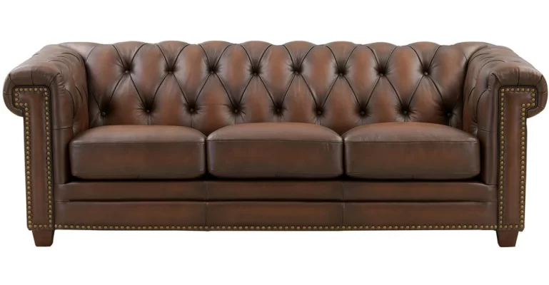 Mẫu sofa băng tân cổ điển bọc da nâu bề thế HNS65TCĐ - HNSOFA